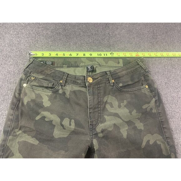 True Religión Jennie Curvy Skinny Womens Camo Jeans Size 33 Green - Picture 2 of 9